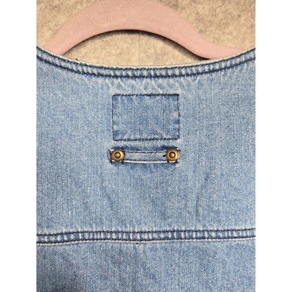 Solutions Original Vintage Denim Vest Pockets Flags Button Up Women's Medium - Picture 9 of 12
